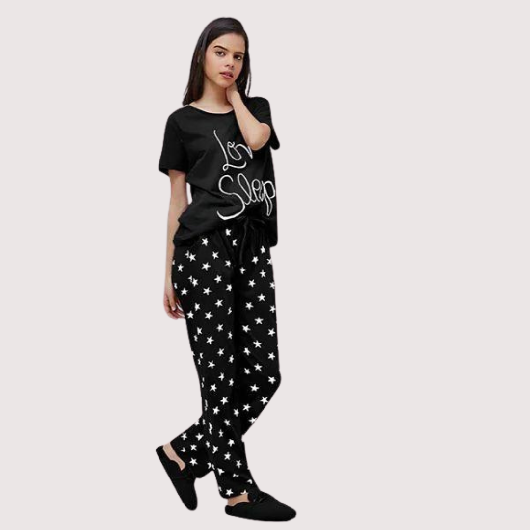 Women's 2-Piece Stitched Printed Night Suit
