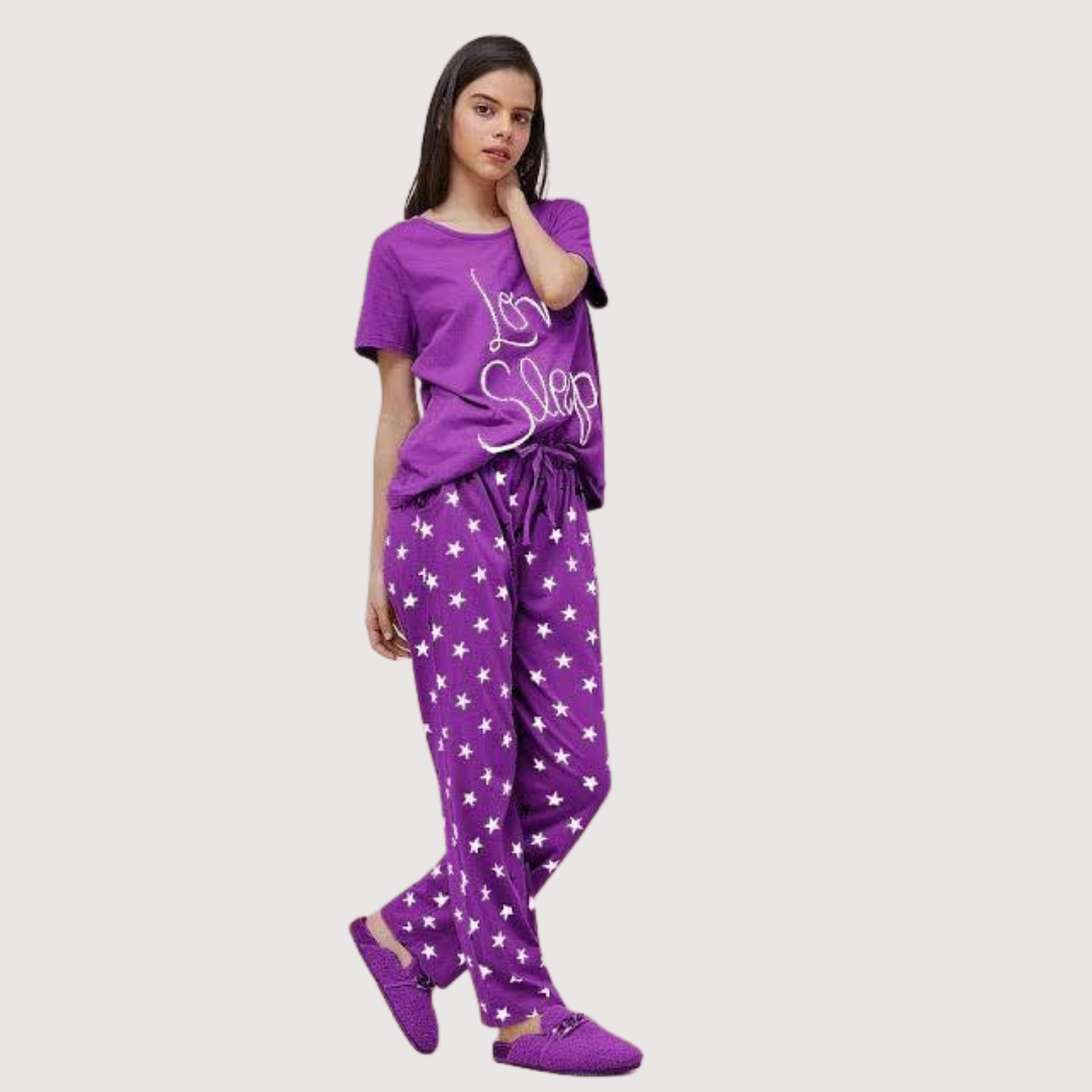 Women's 2-Piece Stitched Printed Night Suit
