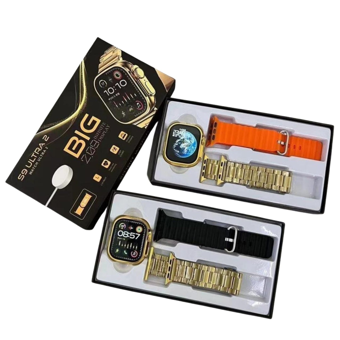 Smart Watch with Heart Rate Monitoring - 1 Pc Health Tracker in Gold & Orange