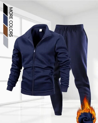 2 Pcs Men's Fleece Plain Zipper Track Suit