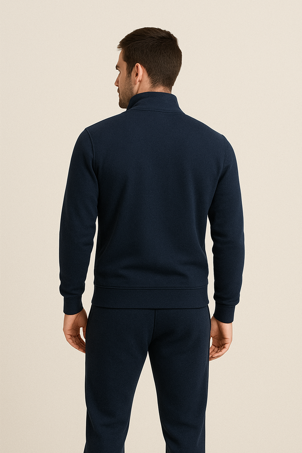 2 Pcs Men's Fleece Plain Zipper Track Suit