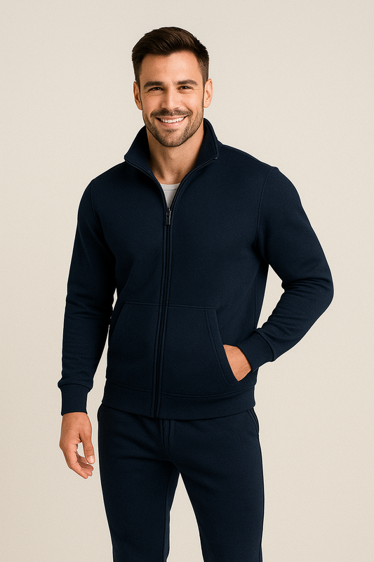 2 Pcs Men's Fleece Plain Zipper Track Suit