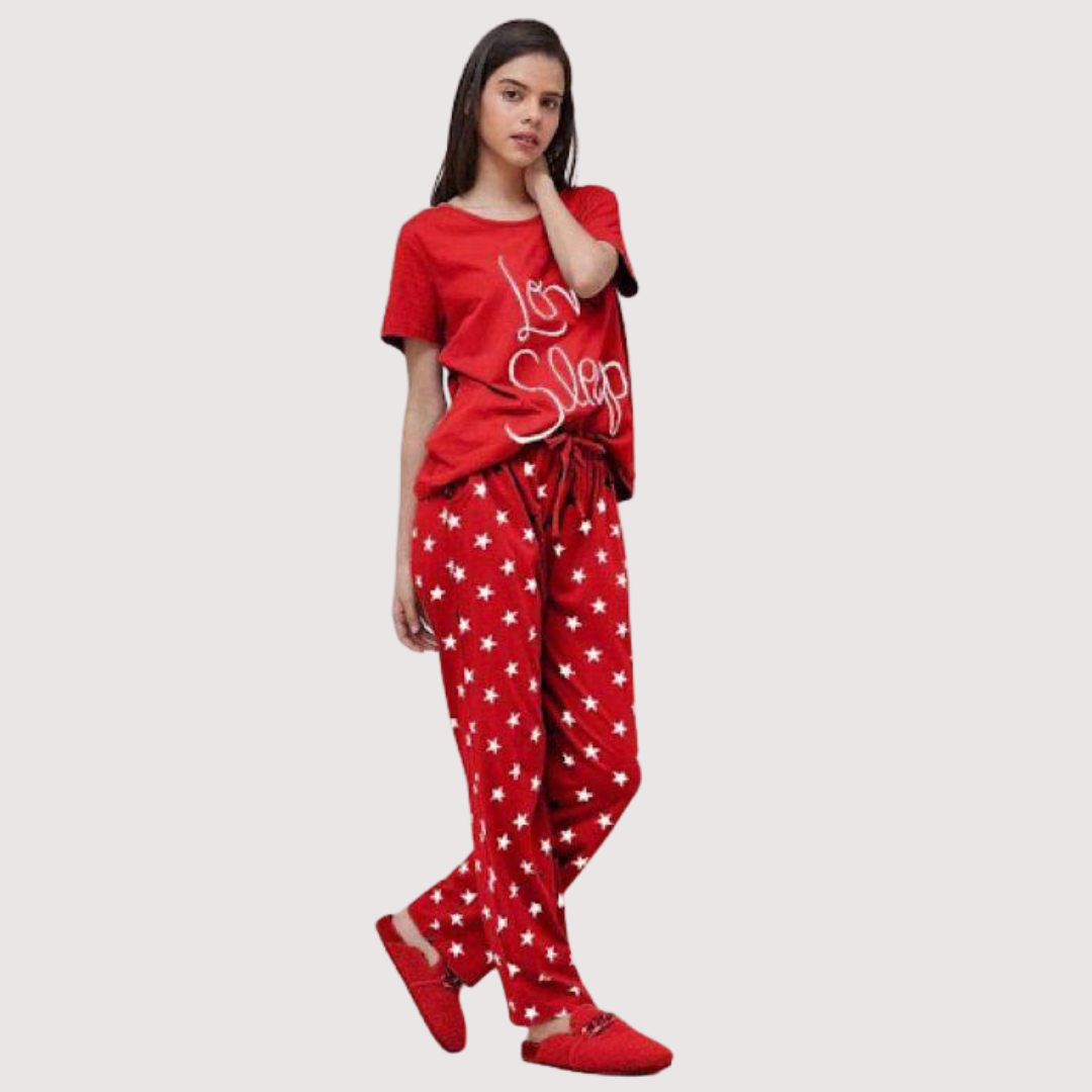 Women's 2-Piece Stitched Printed Night Suit