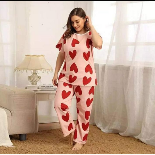 Comfortable 2Pcs Stitched Cotton Jersey Night Suit