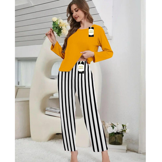 Comfortable 2Pcs Stitched Cotton Jersey Night Suit