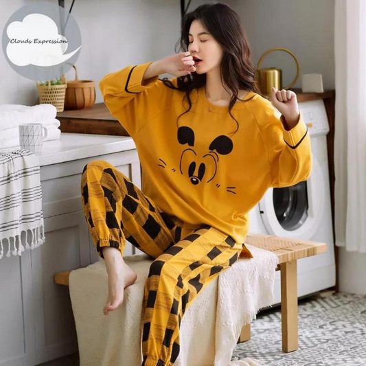 Comfortable 2Pcs Stitched Cotton Jersey Night Suit