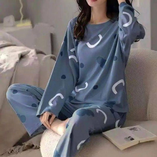 Comfortable 2Pcs Stitched Cotton Jersey Night Suit