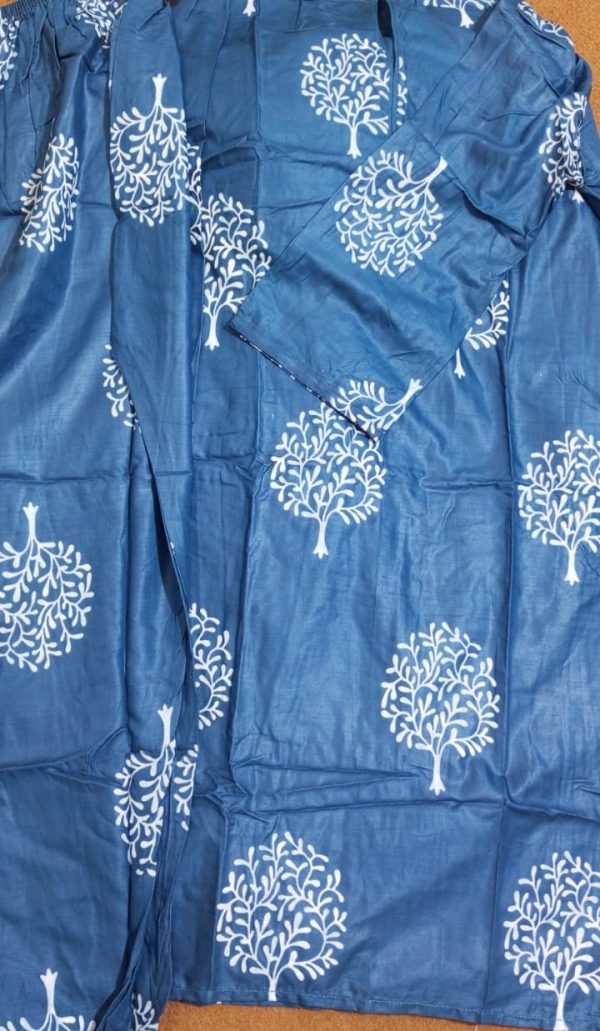 Tree Design Block Print Stitched Suits Casual Wear