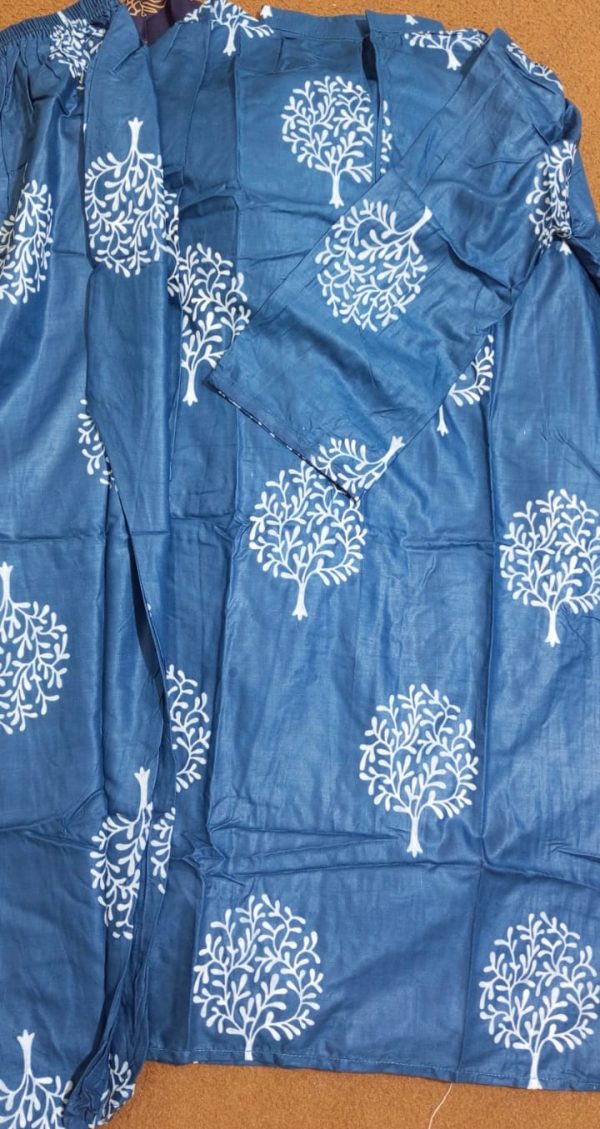 Tree Design Block Print Stitched Suits Casual Wear